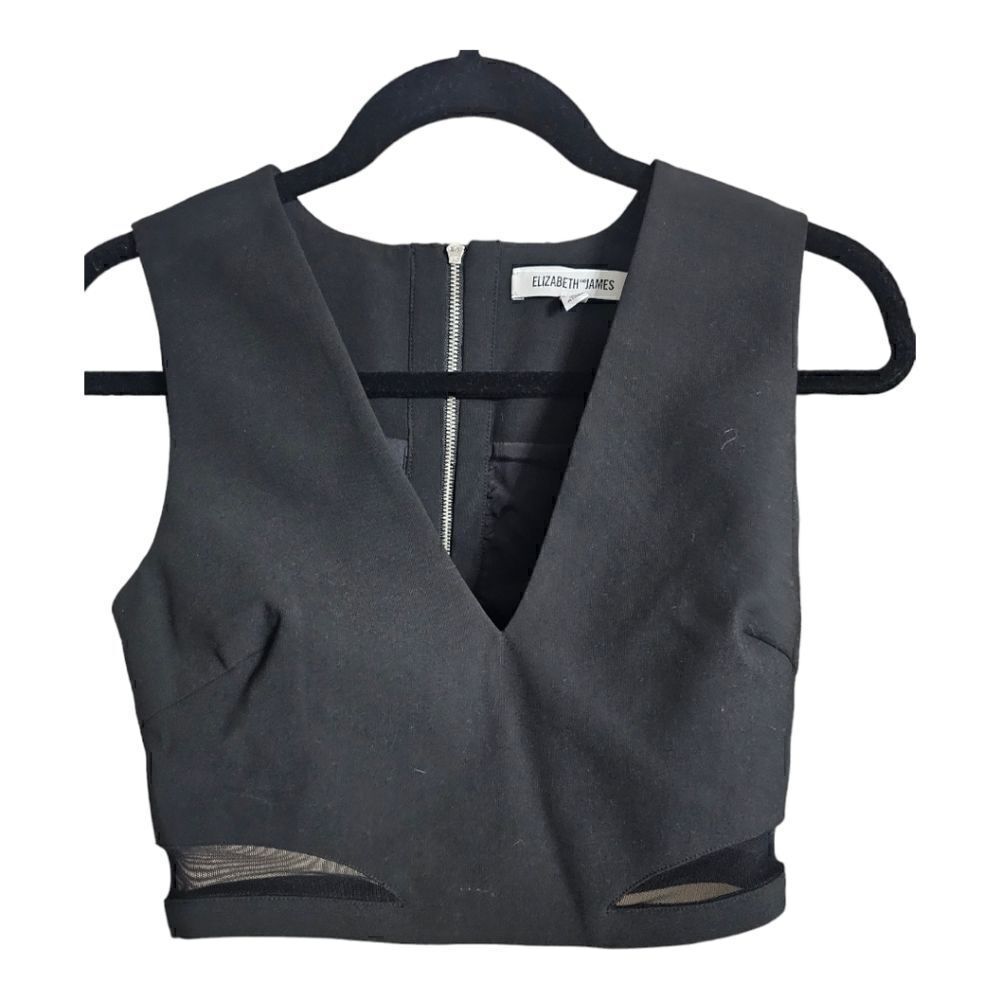 ELIZABETH AND JAMES Black V-Neck Crop Top - Size Small‎